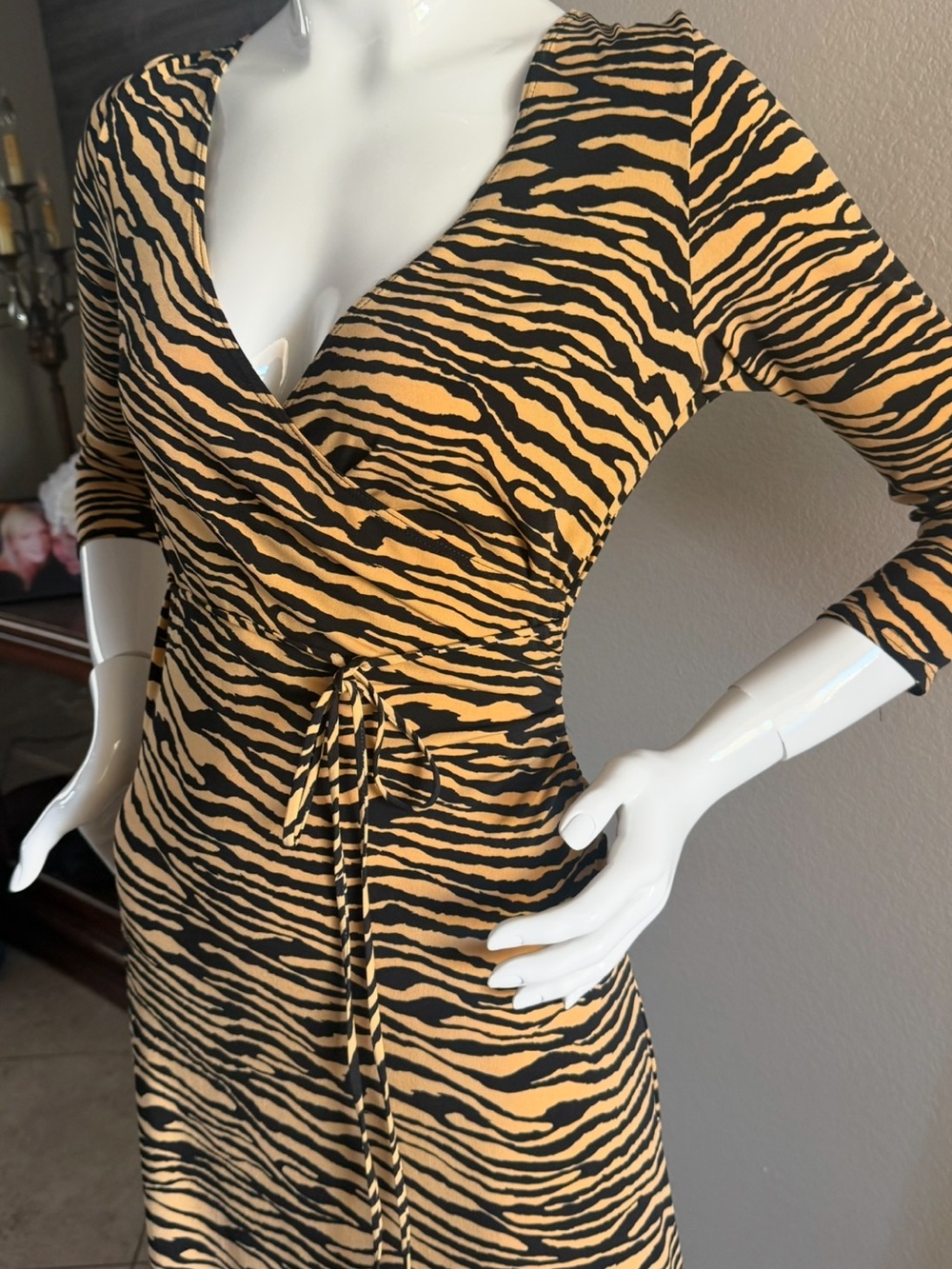 Vintage 90’s LAUNDRY Shelli Segal Tiger-Print Wrap Dress 4